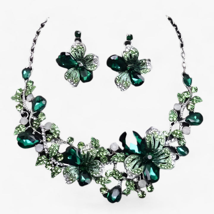 Brautschmuck - Betonen Sie Ihre Schönheit mit einer Emaille-Blumenkette und Ohrringen