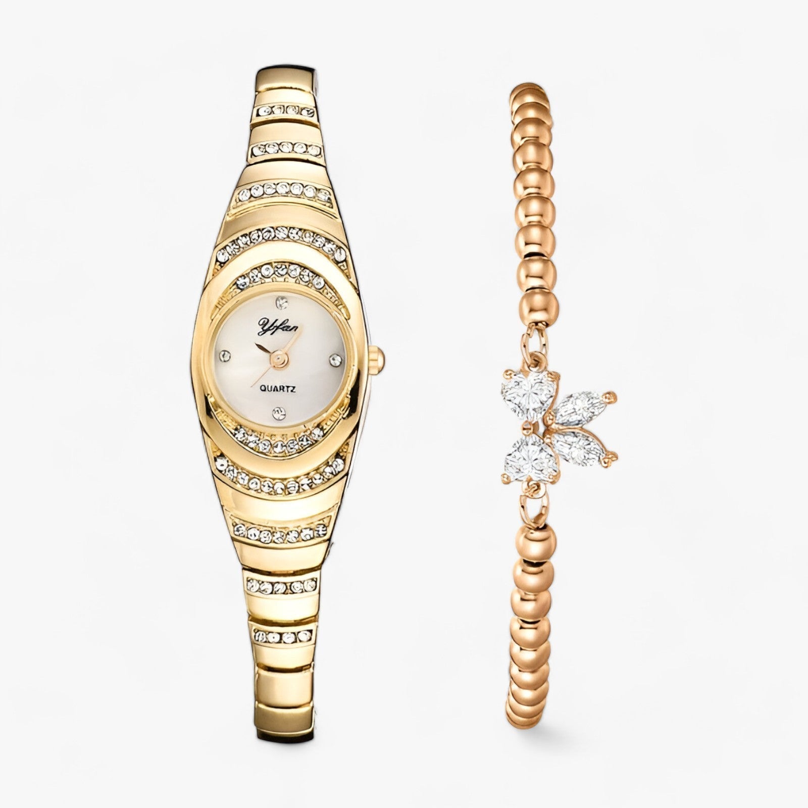 WW | Quartz Uhr Mit Kristallen Diamantenakzenten Und Luxuriösem Aussehen