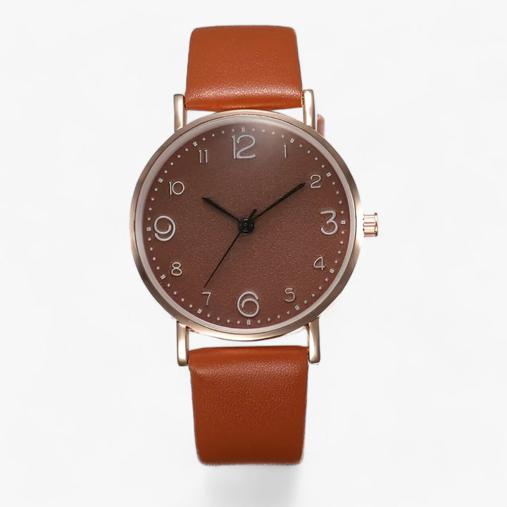 W&W Mode - Klassische Runde Armbanduhr Lederarmband