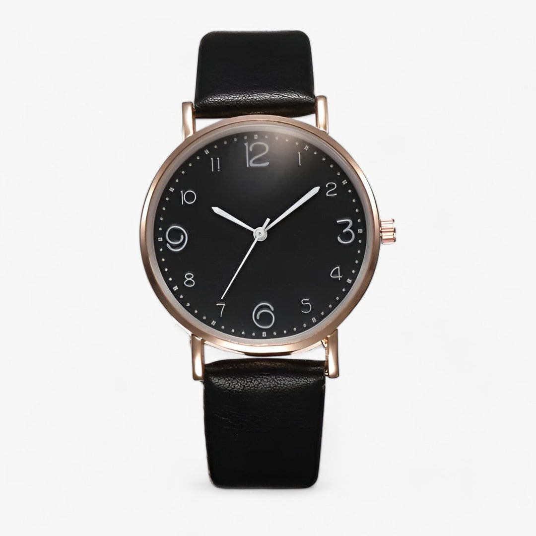 W&W Mode - Klassische Runde Armbanduhr Lederarmband