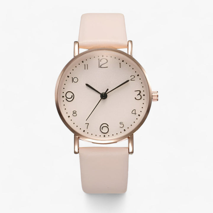 W&W Mode - Klassische Runde Armbanduhr Lederarmband