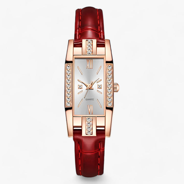 W&W Mode | Rechteckige Damenarmbanduhr Mit Diamanten