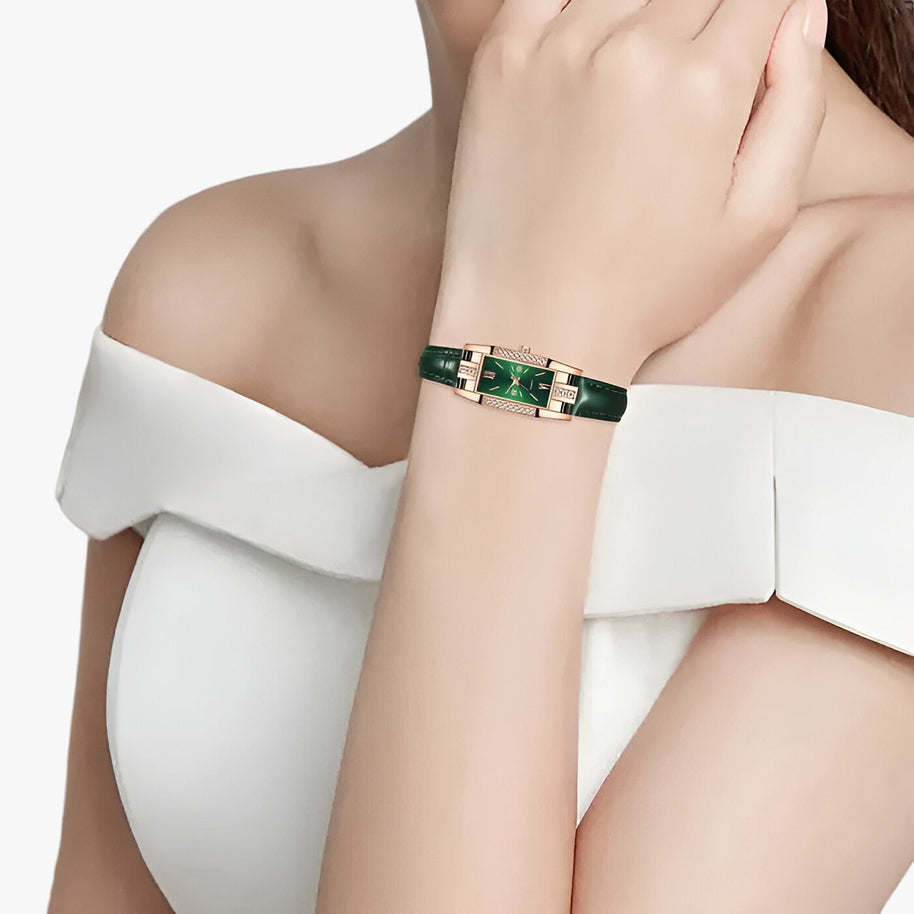 WW | Rechteckige Damenarmbanduhr Mit Diamanten