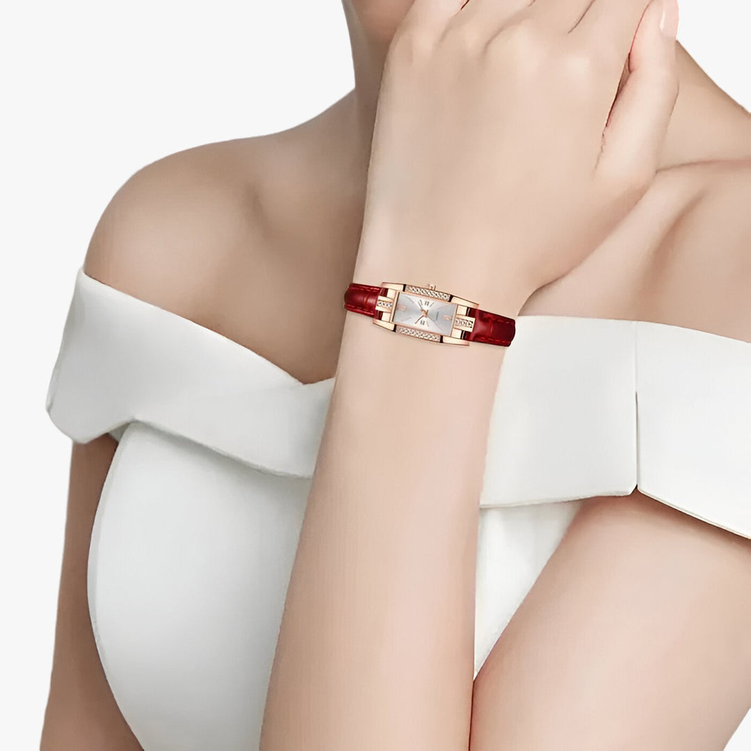 W&W Mode | Rechteckige Damenarmbanduhr Mit Diamanten