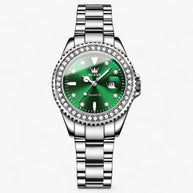 WW | Uhr Mit Diamant Zifferblatt Wasserdicht Edelstahl Damen Uhr