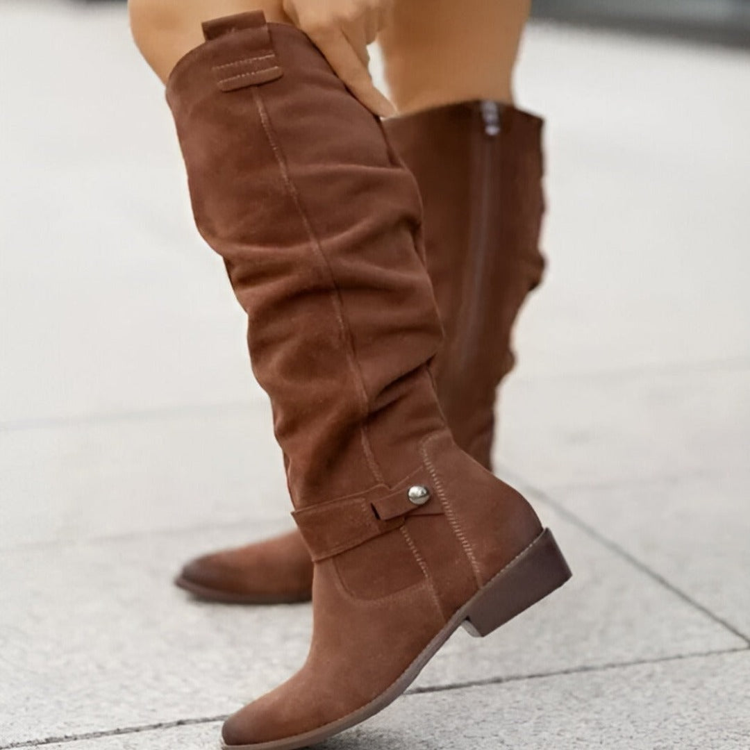 WW | Lässige Stiefel Aus Wildleder Mit Spitzer Zehe