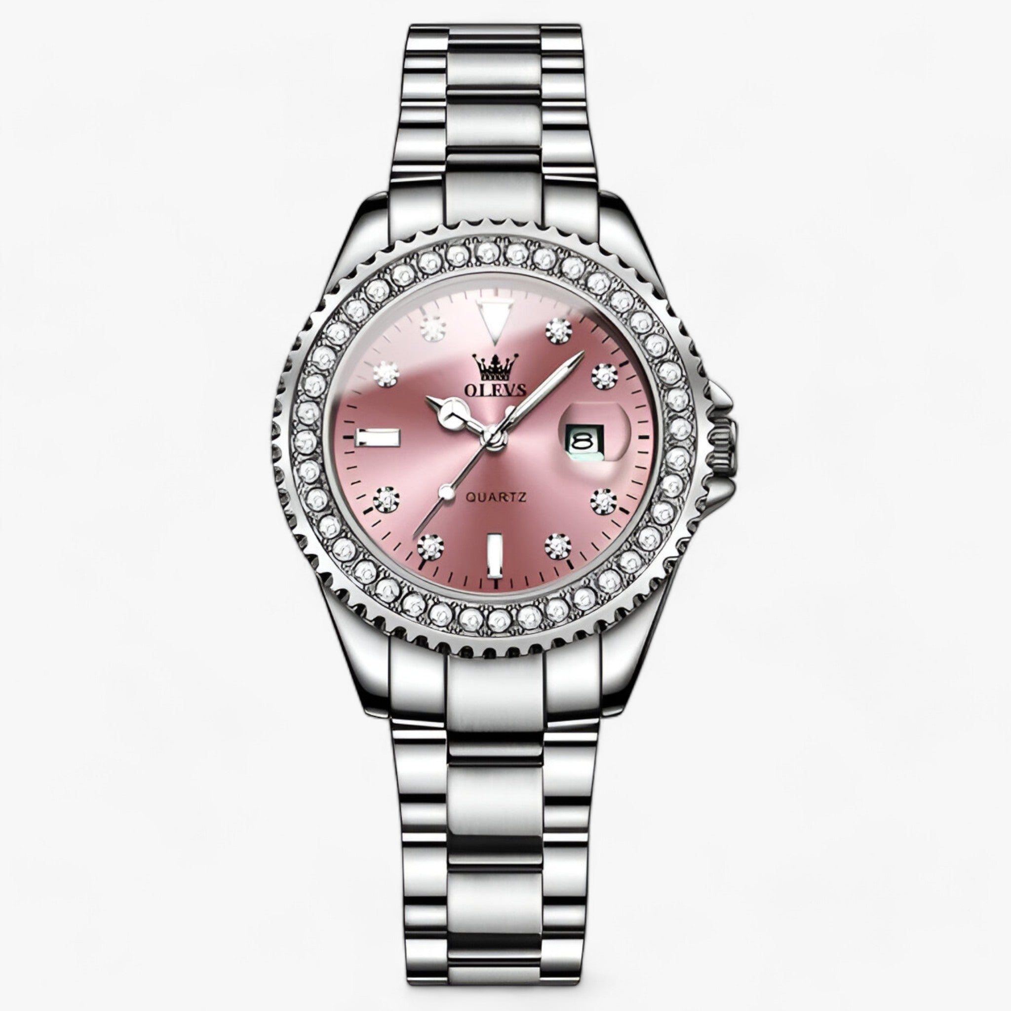 WW | Uhr Mit Diamant Zifferblatt Wasserdicht Edelstahl Damen Uhr