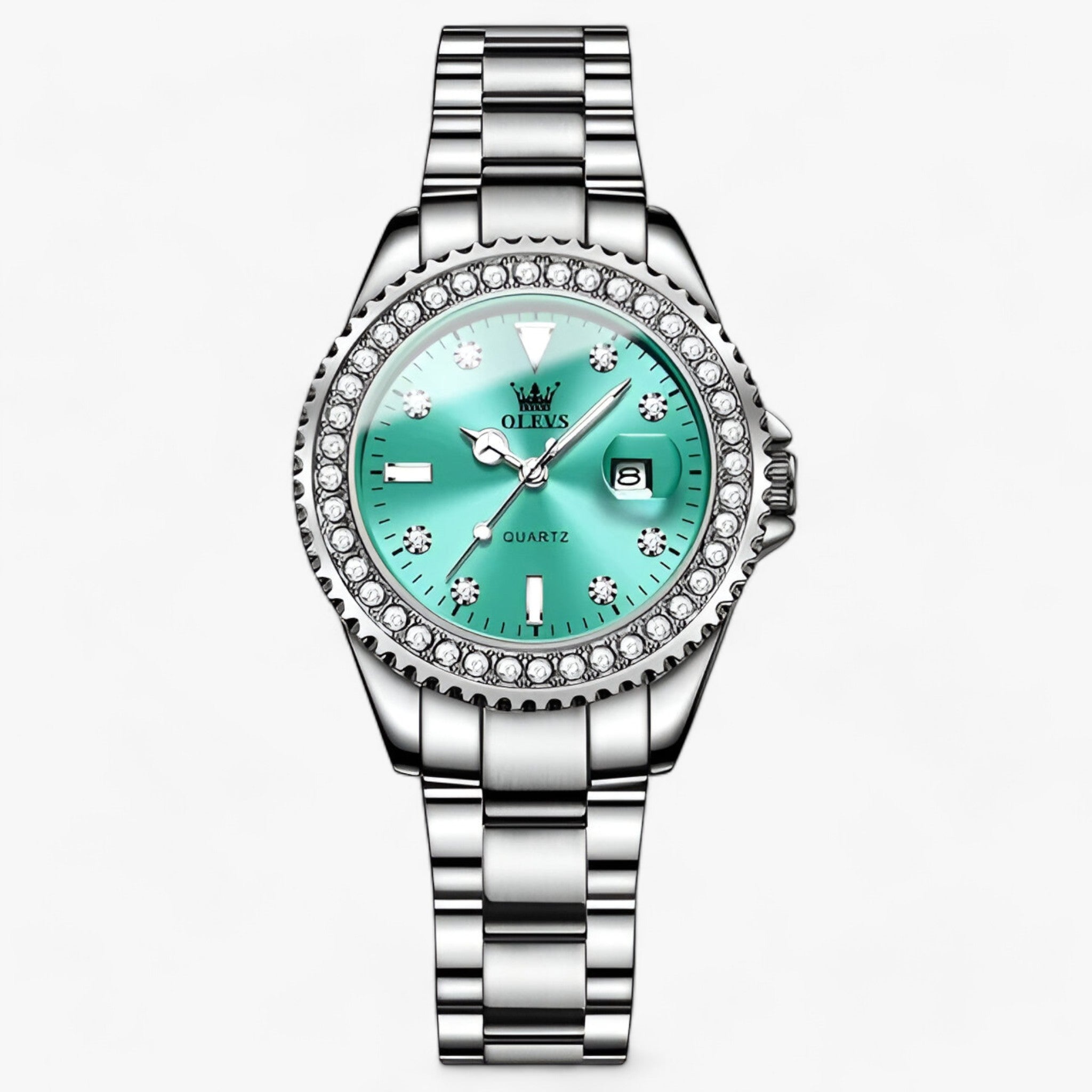 WW | Uhr Mit Diamant Zifferblatt Wasserdicht Edelstahl Damen Uhr