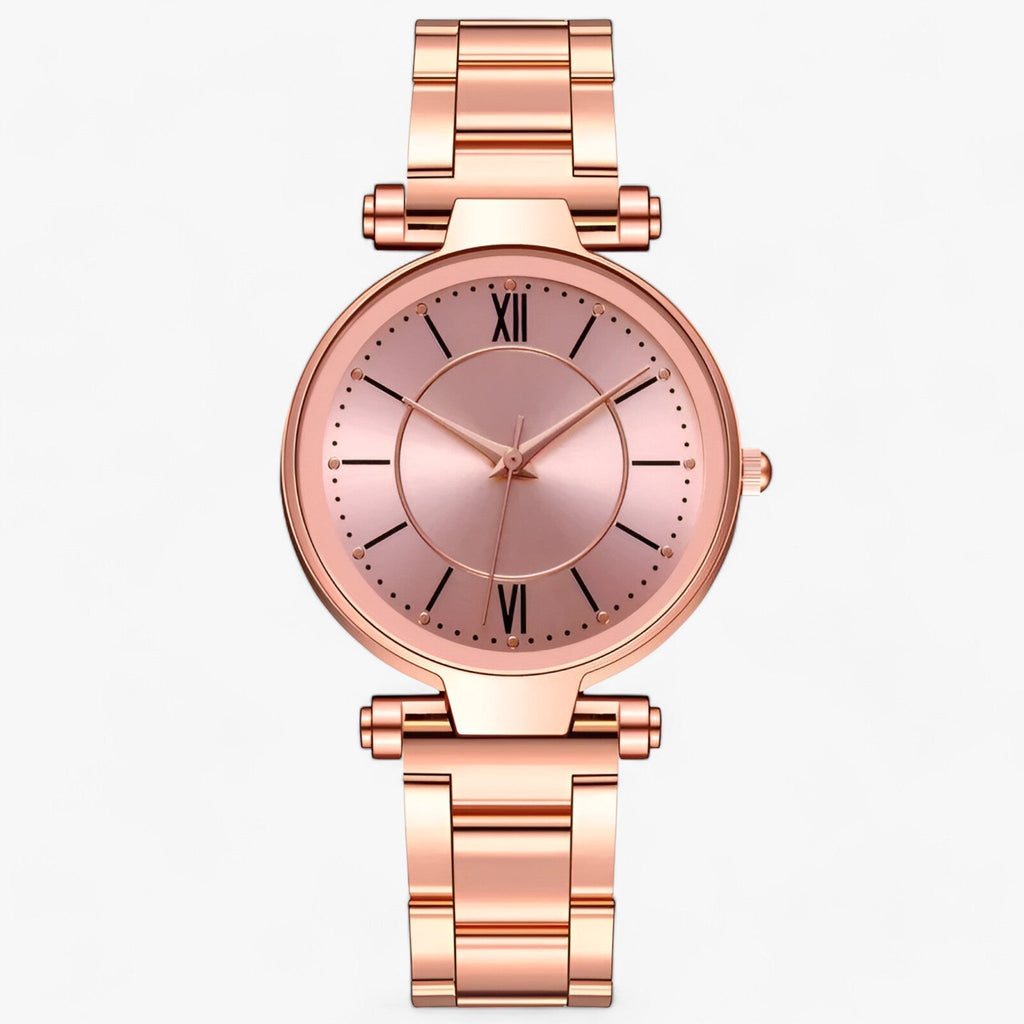 WW | Exquisite Runde Edelstahl Uhr Mit Elegantem Design Für Damen
