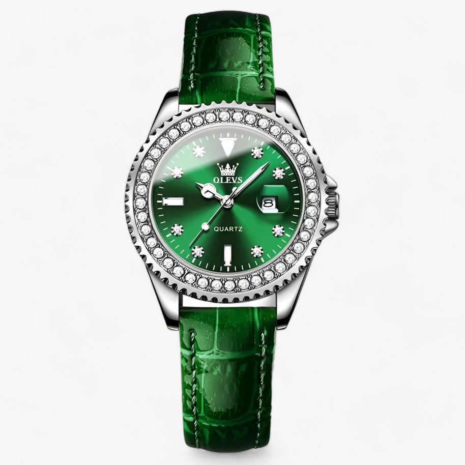 WW | Uhr Mit Diamant Zifferblatt Wasserdicht Edelstahl Damen Uhr