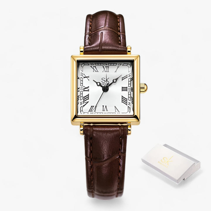 W&W Mode | Quadratische Damenuhr Mit Lederarmband