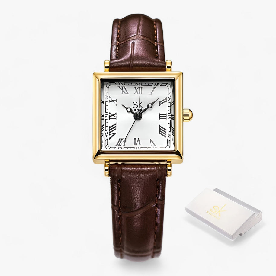 WW | Quadratische Damenuhr Mit Lederarmband