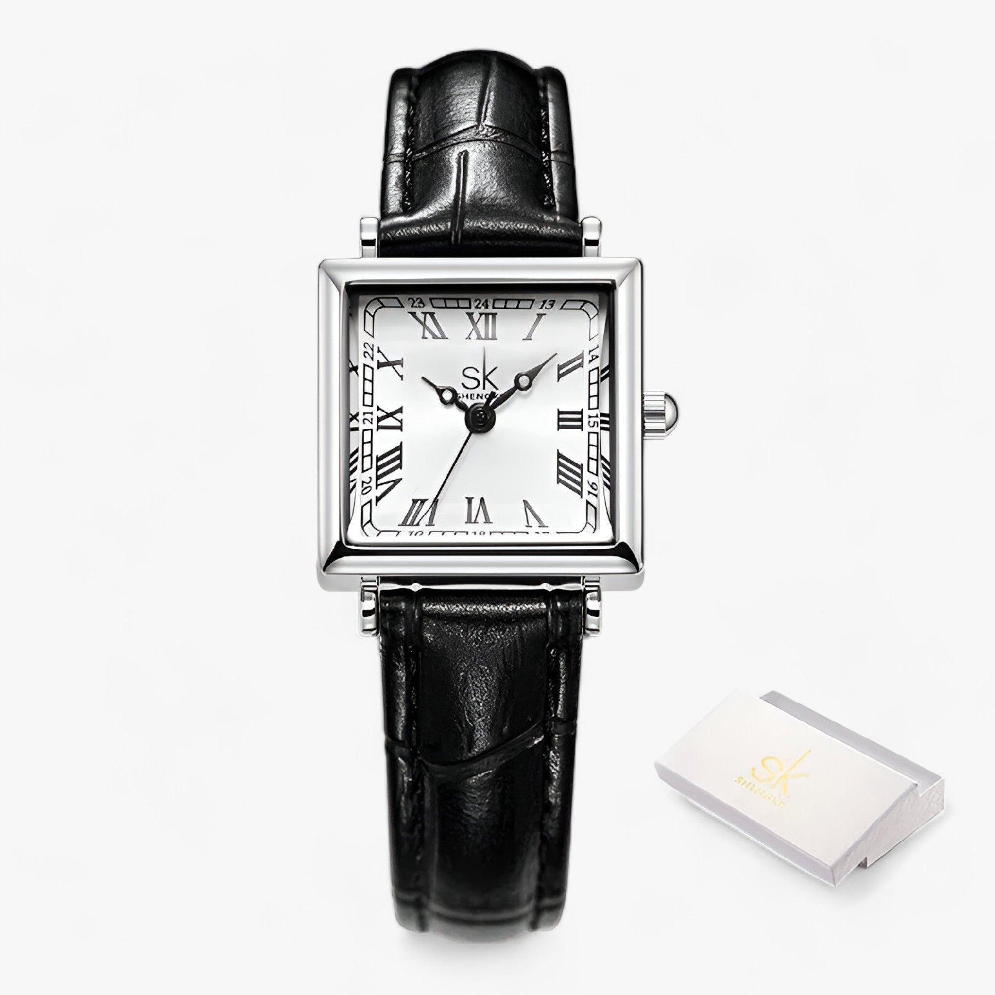 WW | Quadratische Damenuhr Mit Lederarmband