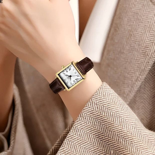 WW | Quadratische Damenuhr Mit Lederarmband