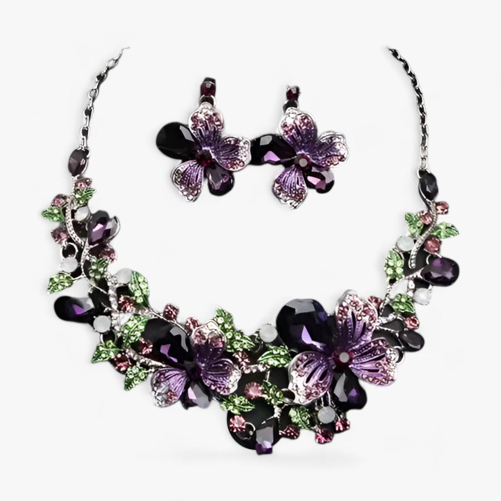 Brautschmuck - Betonen Sie Ihre Schönheit mit einer Emaille-Blumenkette und Ohrringen