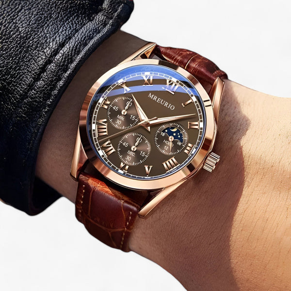 WW | Herren Uhr Mit Luxuriösem Lederarmband