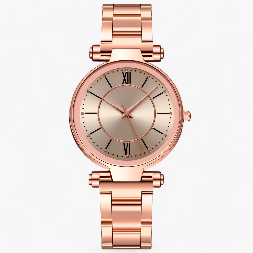 WW | Exquisite Runde Edelstahl Uhr Mit Elegantem Design Für Damen
