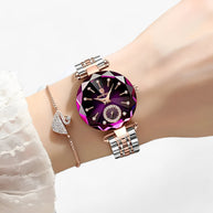 WW | Luxus Damenarmbanduhr Aus Edelstahl Mit Diamantakzenten
