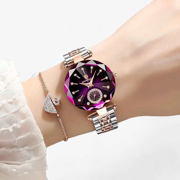 WW | Luxus Damenarmbanduhr Aus Edelstahl Mit Diamantakzenten
