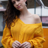 WW Schlichtes Kabelstrick Lockere Sweatshirt