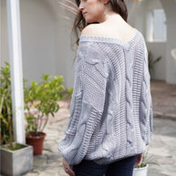 WW Schlichtes Kabelstrick Lockere Sweatshirt