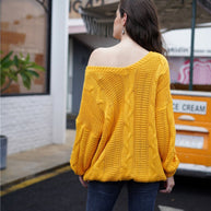 WW Schlichtes Kabelstrick Lockere Sweatshirt