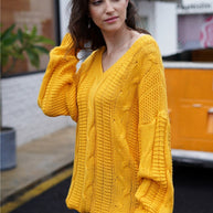 WW Schlichtes Kabelstrick Lockere Sweatshirt