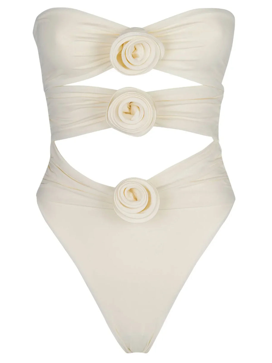 WW | Badeanzug Blumen Beige