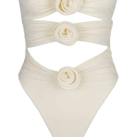 WW | Badeanzug Blumen Beige