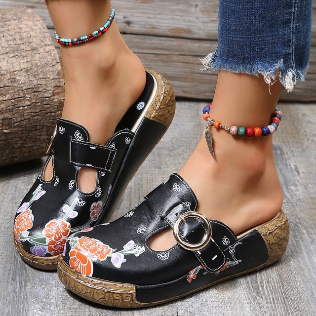 W&W Mode | Blumen Slipper Mit Schnalle