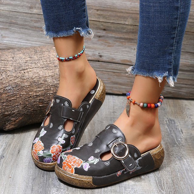W&W Mode | Blumen Slipper Mit Schnalle