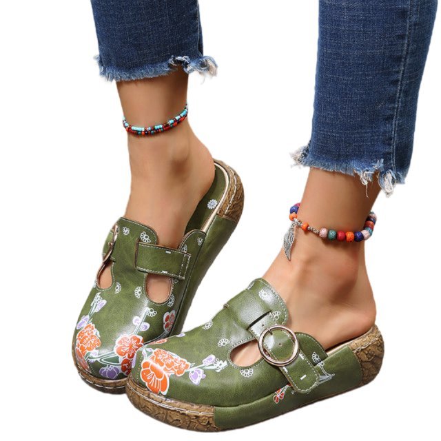W&W Mode | Blumen Slipper Mit Schnalle