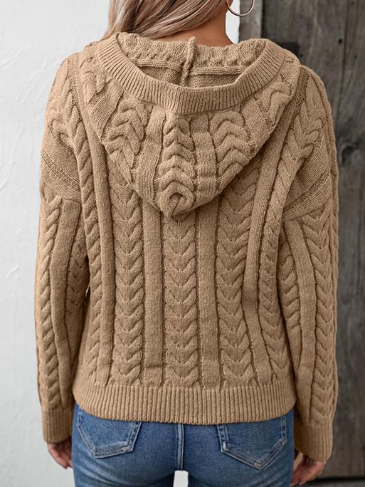 WW | Kapuzen-Strickpullover mit Zopfmuster Für Frauen