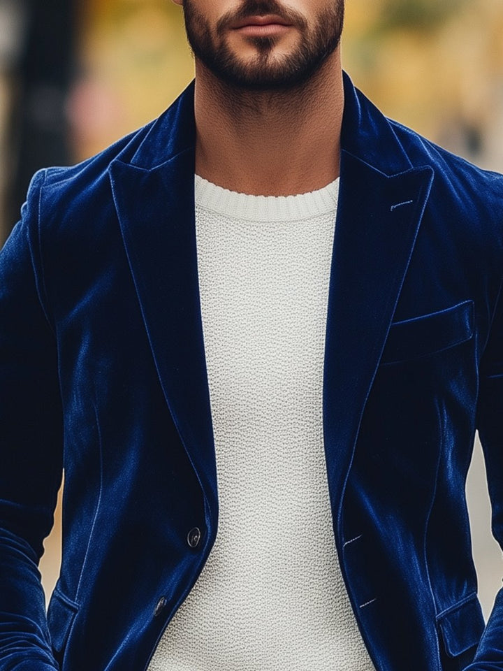 W&W Mode | Weinlese Samt Einreiher Anzugjacke Elegant & Stilvoll