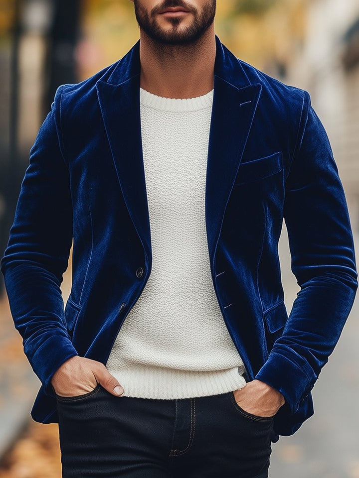 W&W Mode | Weinlese Samt Einreiher Anzugjacke Elegant & Stilvoll
