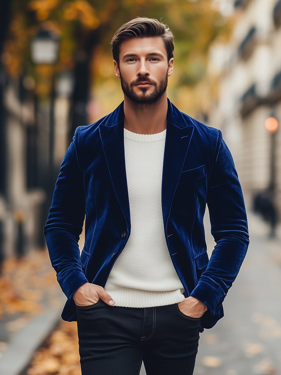 W&W Mode | Weinlese Samt Einreiher Anzugjacke Elegant & Stilvoll