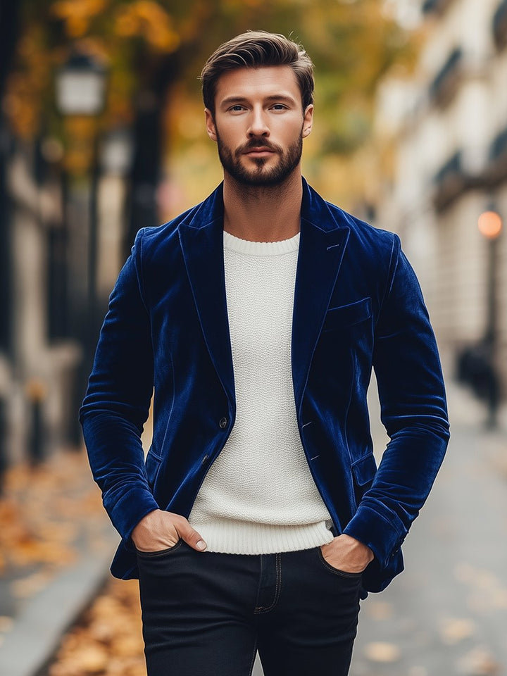 W&W Mode | Weinlese Samt Einreiher Anzugjacke Elegant & Stilvoll