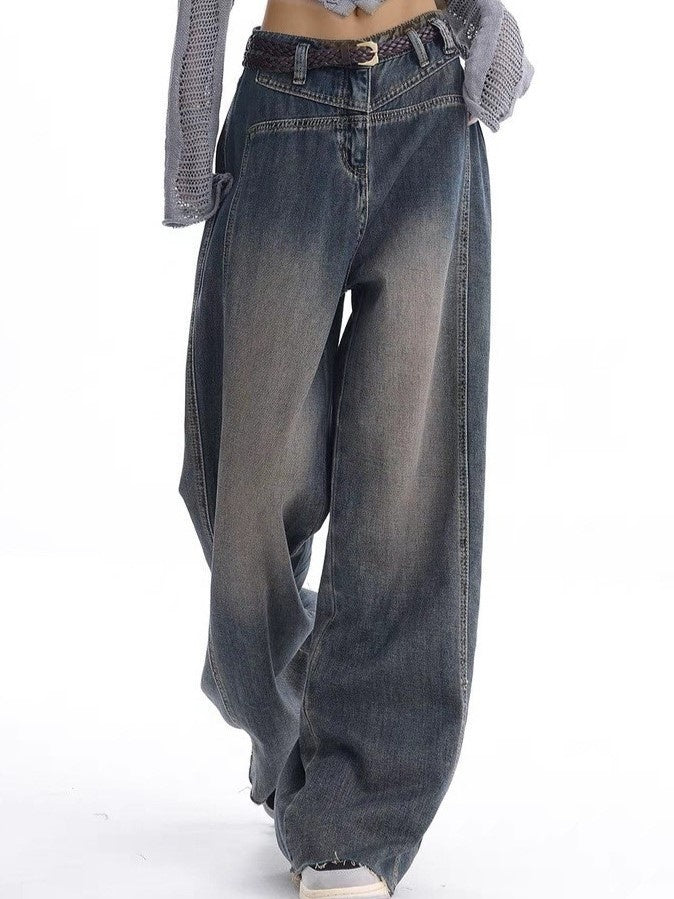 WW | Verwaschene Baggy Boyfriend Jeans Mit Leistendetail
