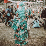 WW | Grüner Blumenprint Kimono Strickjacke