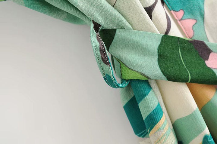 W&W Mode | Grüner Blumenprint Kimono Strickjacke