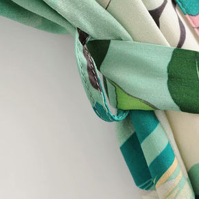 WW | Grüner Blumenprint Kimono Strickjacke