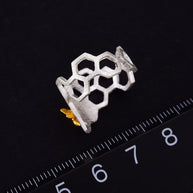 WW | Kleine Biene 18k vergoldete Waben offene Ringe