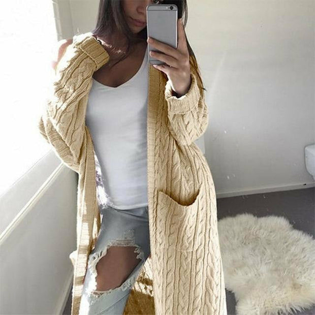 WW | Lässige Warme Lange Strickjacke