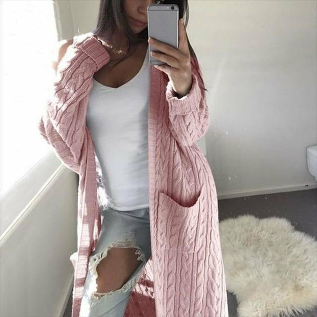 WW | Lässige Warme Lange Strickjacke