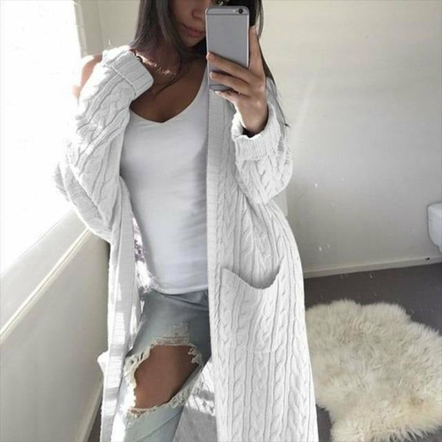 W&W Mode | Lässige Warme Lange Strickjacke