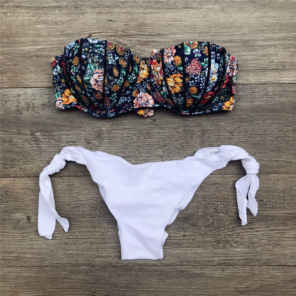 W&W Mode | Bandeau Blumenmuster Bikini