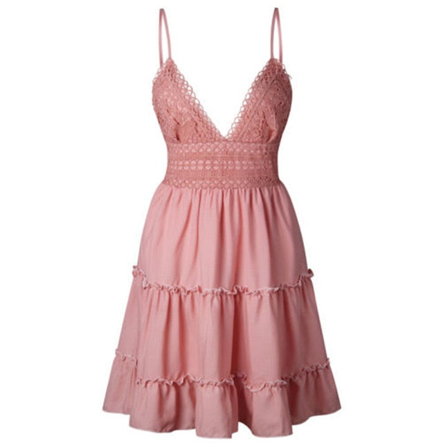 WW | Kurzes Strandkleid Weiß Spitze Boho Bohème Chic