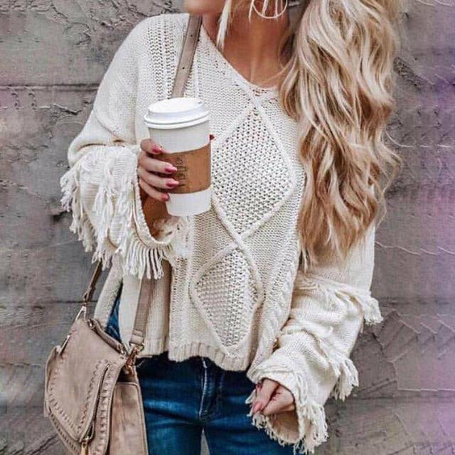 W&W Mode | Vintage Loose Fransenpullover