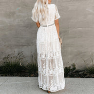 WW | Maxikleid Aus Mesh Spitze Mit V-ausschnitt Sommer