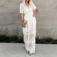 WW | Maxikleid Aus Mesh Spitze Mit V-ausschnitt Sommer